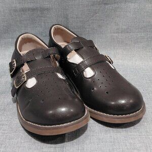 Footmates Danielle Girl’s Leather Mary Jane Flat Shoes Brown Kids Size 1 M